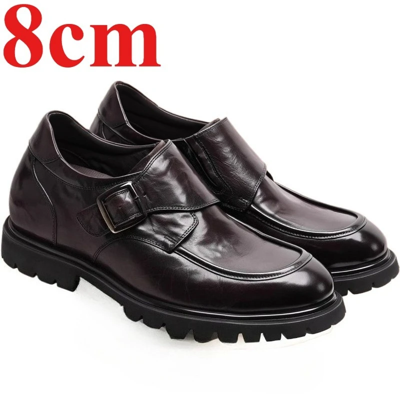 جلد طبيعي الأعمال البريطانية مصعد أحذية رجالية فستان أحذية الذكور خفيفة الوزن مريحة غير مرئية الارتفاع زيادة الأحذية