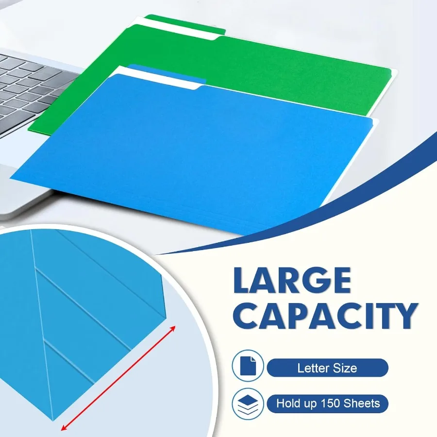 مجلد ملفات PANDRI 270 حزمة مجلد ملفات ملون 1/3 علامات تبويب مقطوعة حجم الرسالة متنوعة 6 ألوان مجلد حفظ الملفات لمكتب المدرسة Busi