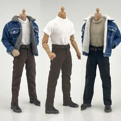 IN STOCK CCN1205 CCN1208 1/12 Male Soldier Fashion Lamb Down Denim Jacket Casual Pants Clothes Accessory for 6