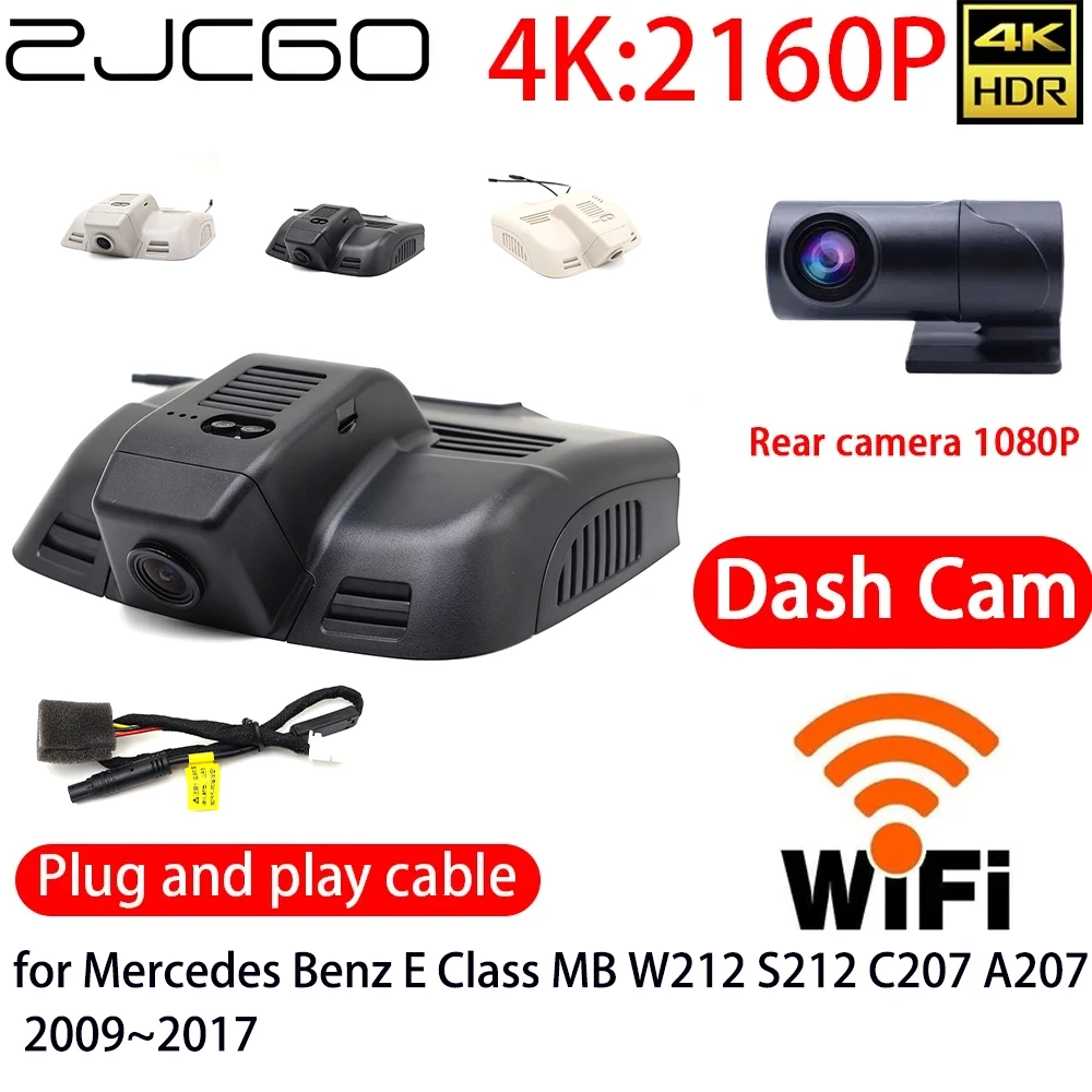 ZJCGO 4K Car DVR Dash Cam Wifi Front Rear Camera 24h Monitor for Mercedes Benz E Class MB W212 S212 C207 A207 2009~2017