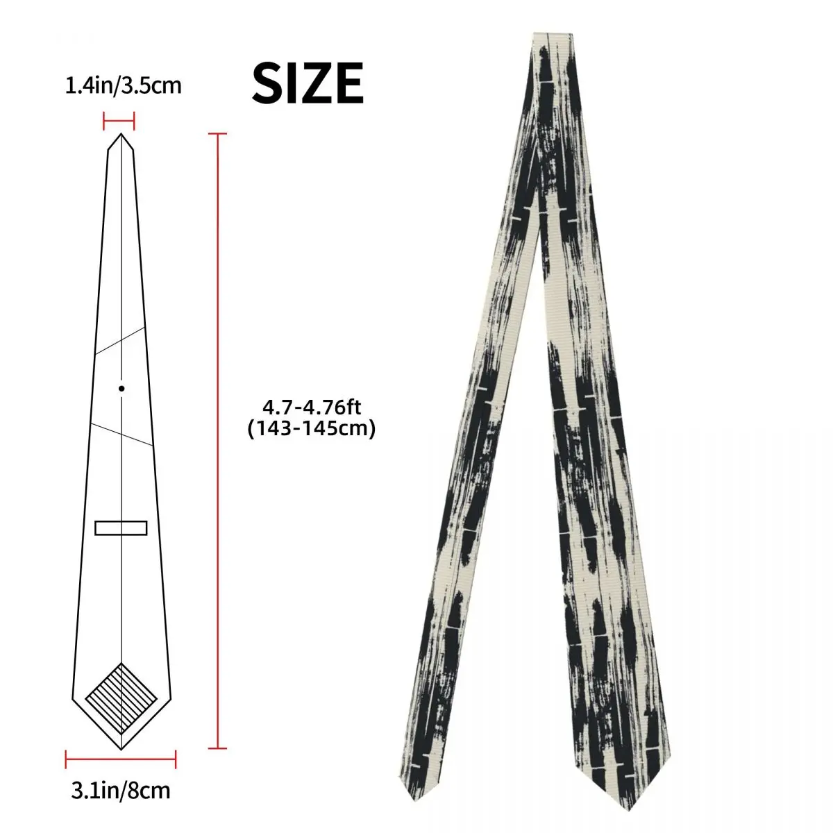 Cravatta nera con stampa Shibori Novità Cravatte casual per uomo Cravatte con colletto di qualità per festa di nozze Accessori per cravatte grafiche