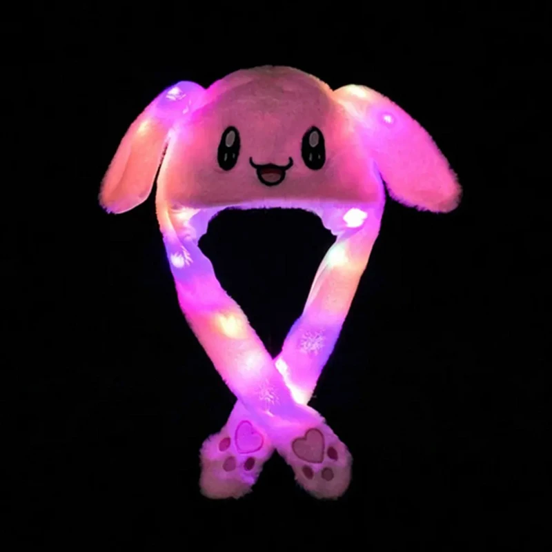 Lustige Hasenohren-Mütze, LED-leuchtender Plüsch-Mütze mit beweglichen Hasenohren und beweglichen Ohren, Jungen- und Mädchen-Kindergeschenk, Cosplay-Kappen – Detail 8