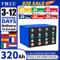 PWOD EU Stock 320AH Lifepo4 Battery 3.2V Grade A 12V 24V 48V Lithium iron phosphate Cell Rechargeable prismatic For RV Camping