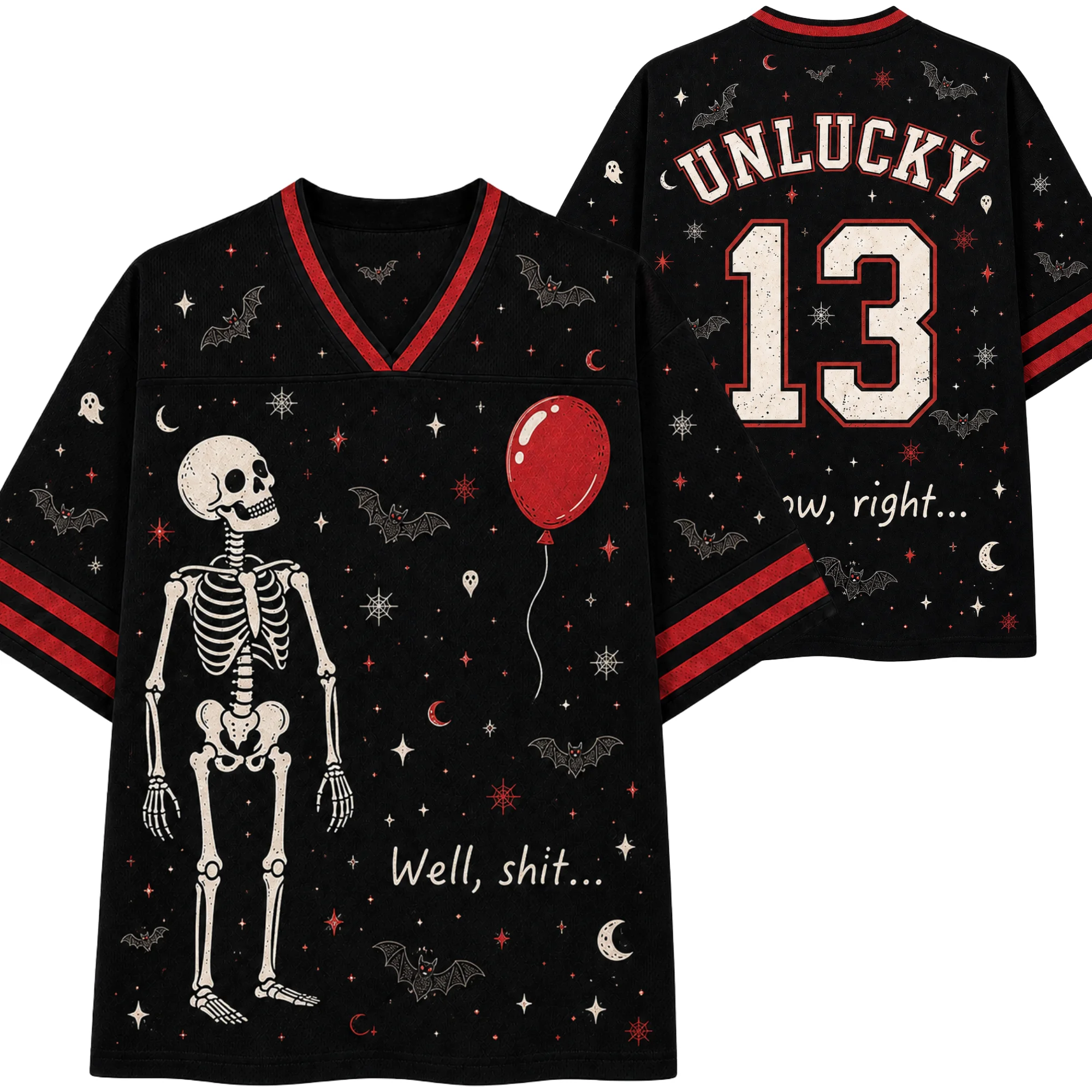 Scream Themed American Sports Jersey Retro Halloween Loose V-neck Mesh Quick Drying T-shirt for Party Events
