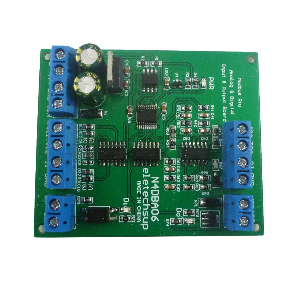 

N4DBA06 DC12V 8 Channel Analog Digital IO Module RS485 Modbus Rtu Protocol ADC DAC Analog Input Module