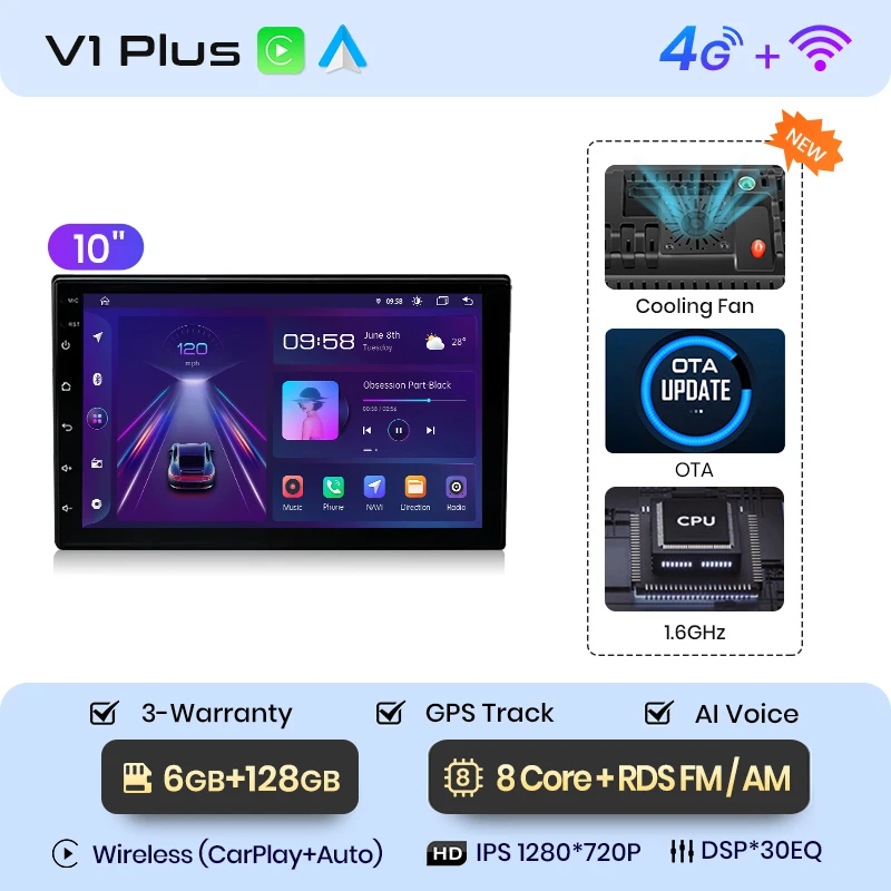 Junsun 7 9 10 Inch Universele Carplay Android Auto Autoradio Voor Vw Fiat Renault Nissan Hyundai Gps Multimedia Autoradio Stereo - afbeelding 1