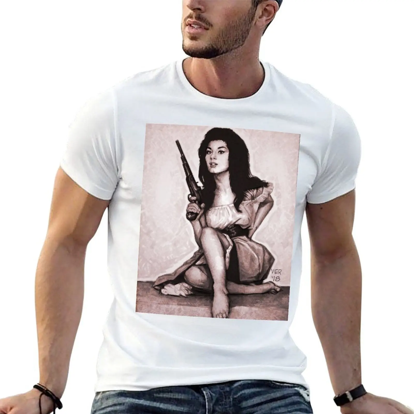Camiseta Edwige Fenech, camisetas divertidas de algodón para hombre, camisetas de algodón para hombre, camiseta gráfica vintage