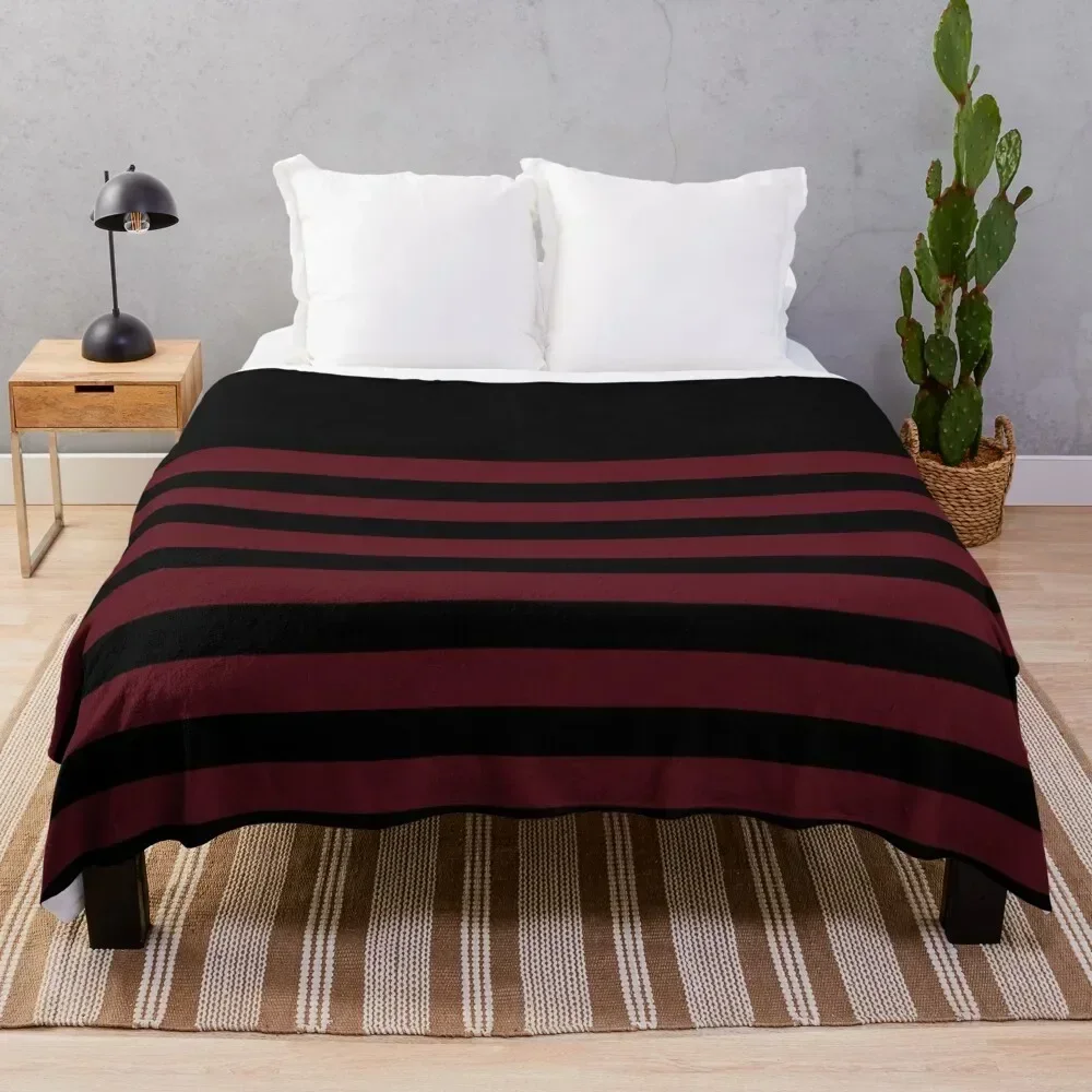 

Black and dark red striped Throw Blanket Year Round Soft Comfortable Blanket for Home