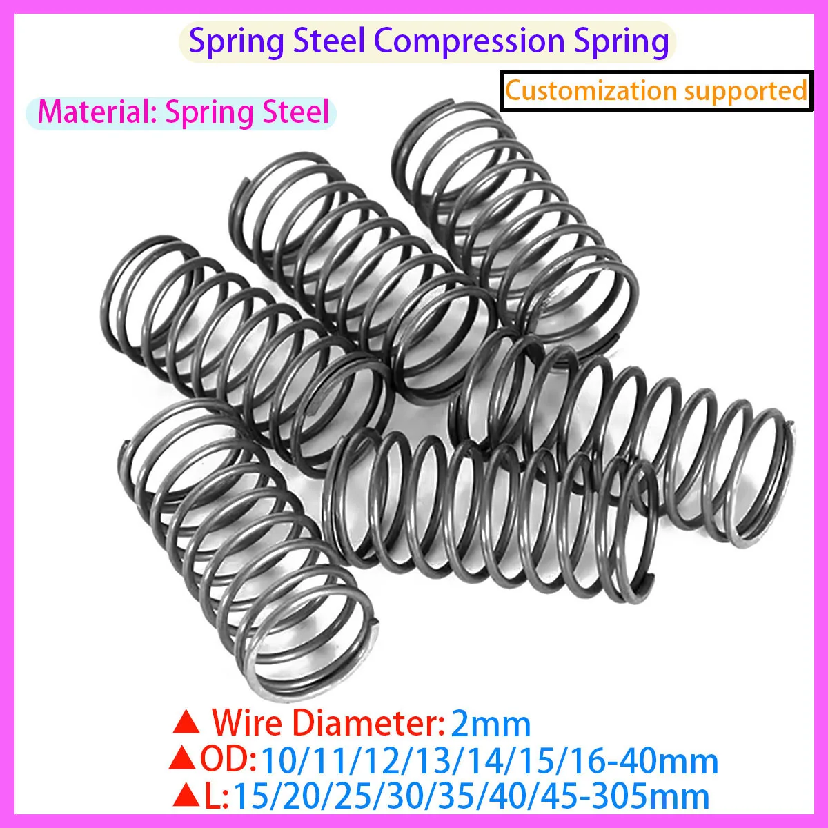 

2mm Miniature Compression Spring with Outer Diameter of 10/11/12/13/14/15/16-40mm and Length of 15-305mm