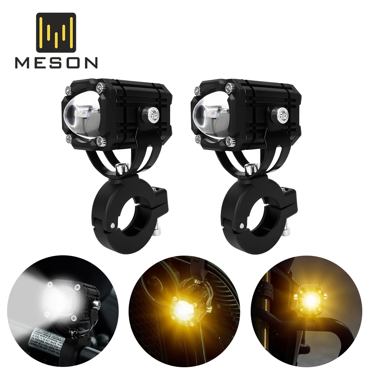 

1/2Pcs Motorcycle LED Spotlight Devil Headlight 3570 Chip Dual Color 12V DRL for Motorbike Off-road Front Auxiliary Lamp