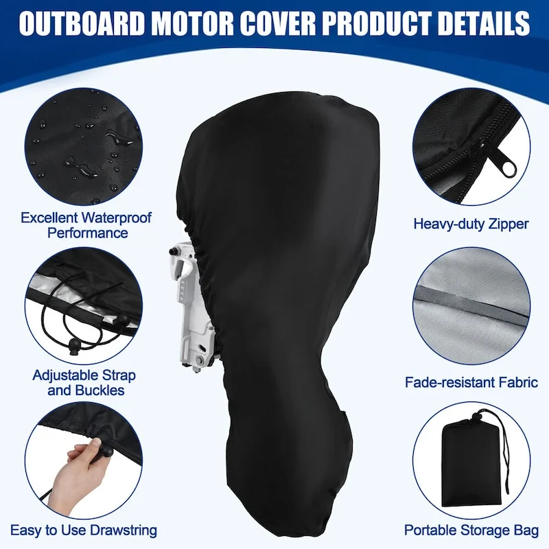 210D 6-225HP Waterproof Motor Engine Boat Cover UV Oxford Yacht Full Outboard Anti Dustproof Cover Marine Engine Protector