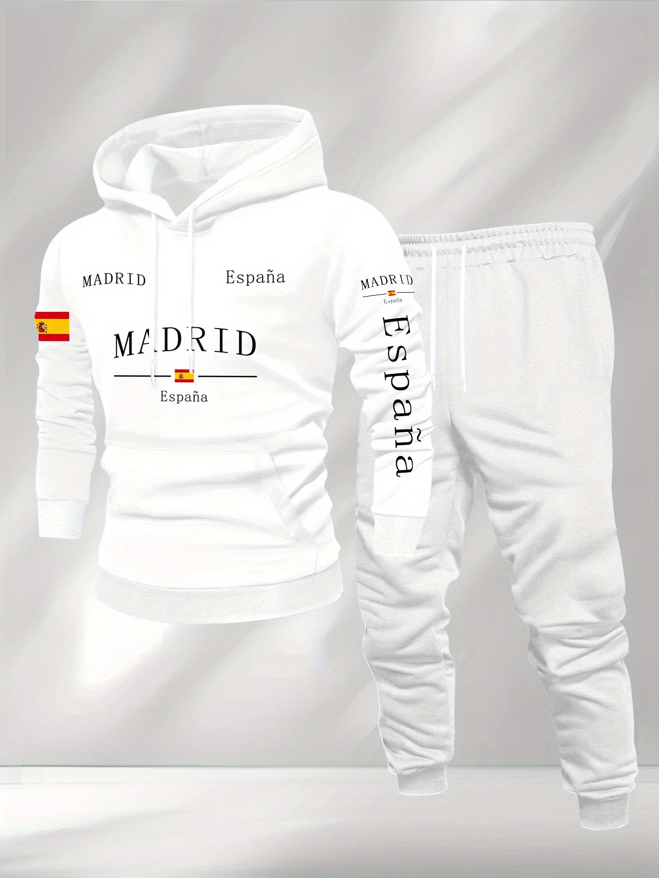 O novo conjunto de moletom masculino primavera e outono 2025 é uma roupa masculina de rua casual e elegante ao ar livre com estampas de letras