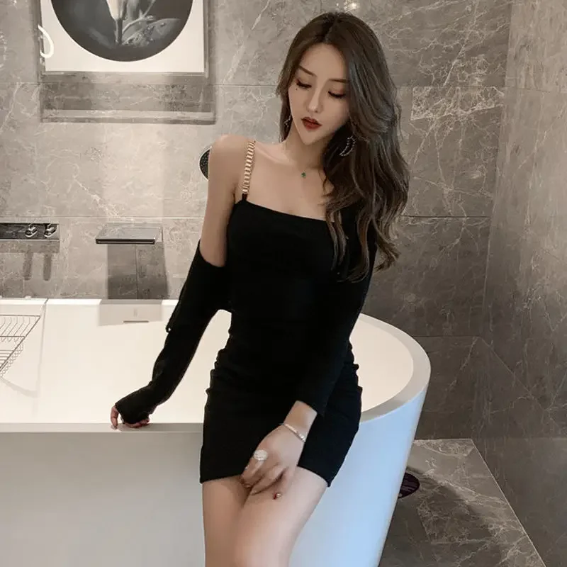 Short Long Sleeve Black Birthday Prom Clothes Tight Spring Sundress Slip Dresses for Women 2024 Party Bodycon Woman Dress Mini X