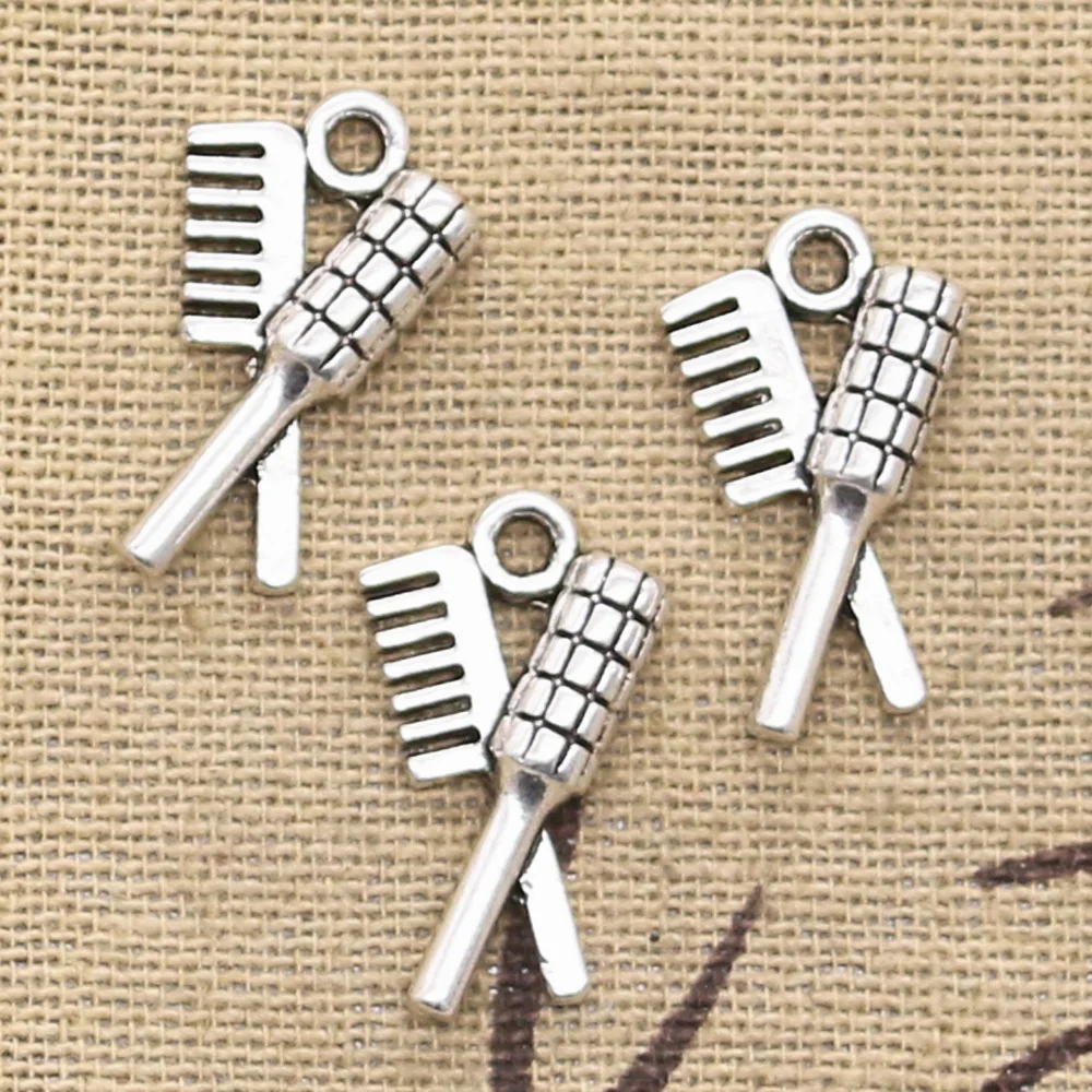 20pcs Charms Comb Brush 20x12mm Antique Silver Color Pendants Making DIY Handmade Tibetan Finding Jewelry