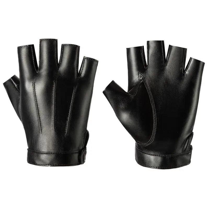 Unisex PU Leather Half Finger Cycling Gloves Outdoor Tactical Fishing Sports Fitness Activities Anti-slip Hand Protection