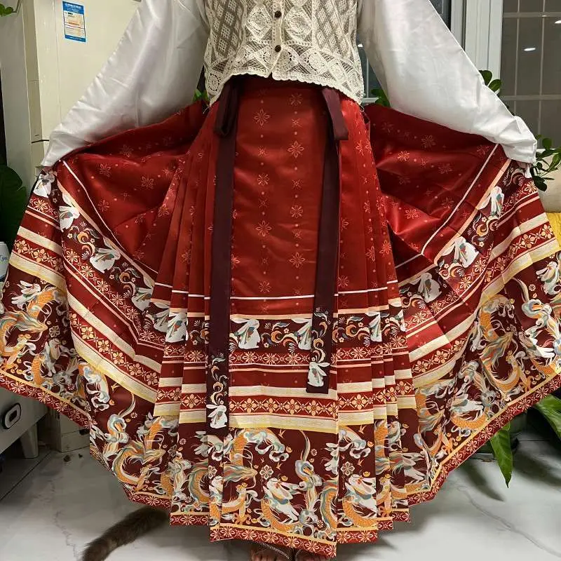 

Dragon Rabbit New Ming Sle Hanfu Autumn Winter Women's Traditional Chinese Costume Skirt Semi-Body Design Tee Vinyl Fiber...