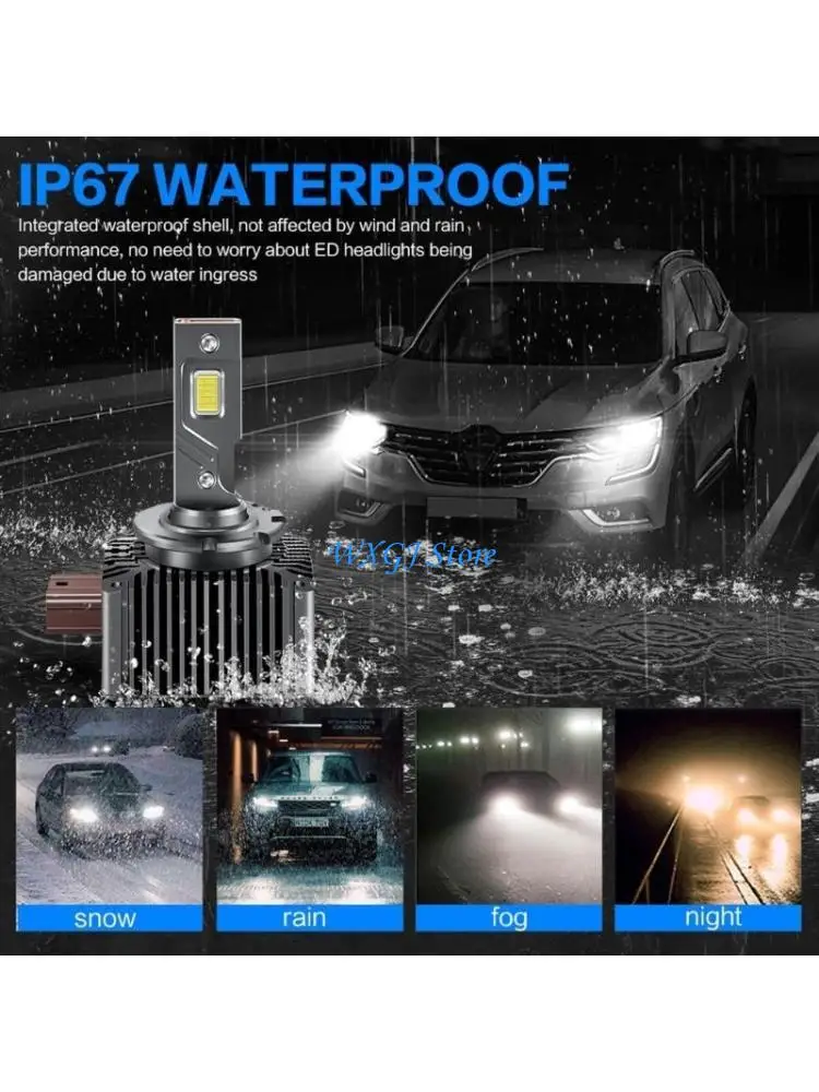

37JE 2Pcs Replacement Headlamp Bulbs IP68 Waterproof D1S/D3S LED Headlight Bulb 6000K 40000LM 110W Xenon Conversion