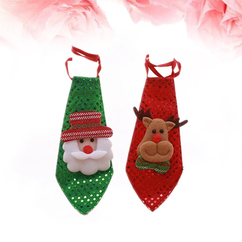 

2Pcs Christmas Santa Necktie Sequins Green Red Holiday Party Decorations Christmas Tree Hanging Ornaments Adults Festival