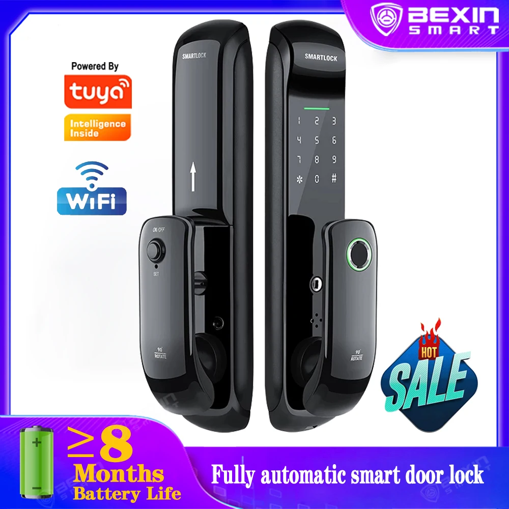 

Full Automatic Smart Door Lock for Tuya lock with WiFi Biometric Fingerprint Lock with Fingerprint/Password/RFID Card/Key/APP