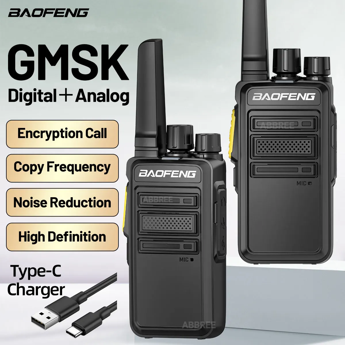 2PCS BAOFENG BF-V12D GMSK Digital Walkie Talkies VOX NOAA Encrypted Call UHF Noice Reduction Two Way Ham Radio BF-888S Upgrade