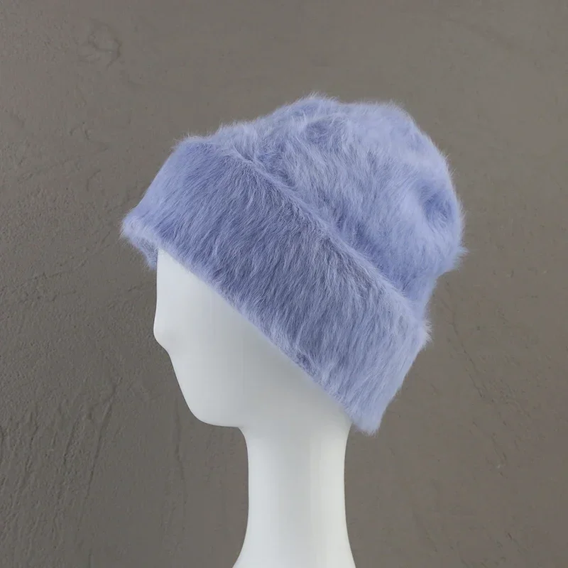2024New Farben Weiche Kaninchen Fell Mützen Winter Hut für Frau Luxus Flauschigen Gestrickte Hut Motorhaube Dame Herbst Winter Warme Skullies kappe – Detail 27