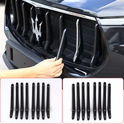 ABS Black/Carbon fiber Car Front Griller Trim sticker For Maserati Levante 2016 2017 2018 2019 2020 2021 Car Accessories