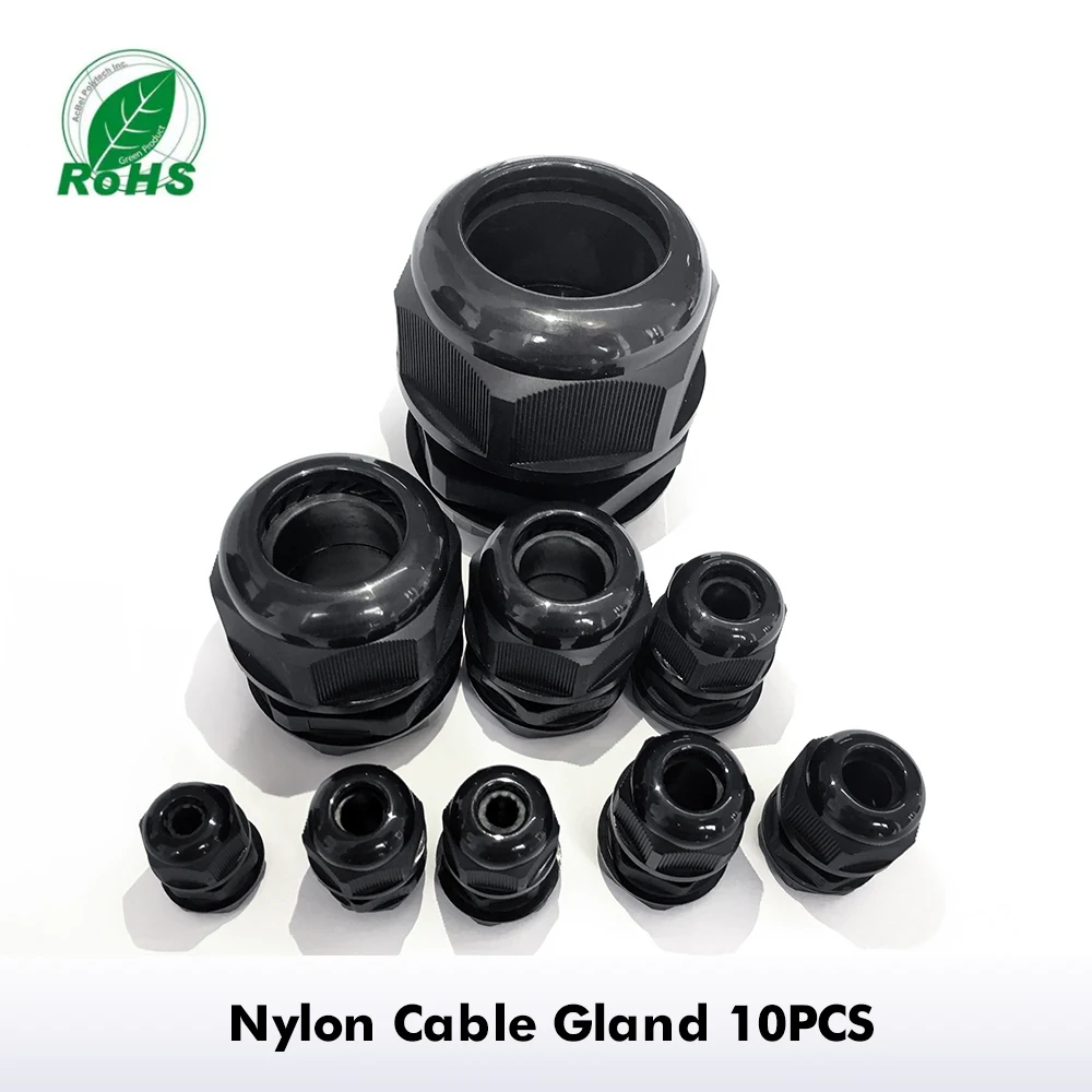 

10Pcs Nylon Cable Glands PG 7 9 11 13.5 16 Cable Entry IP68 Wire Plastic Waterproof Connector Cable Sleeve Adjustable Joints