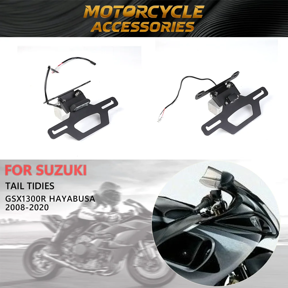 License Plate Holder For SUZUKI HAYABUSA GSX1300R 2008-2020 Motorcycle Tail Frame Bracket LED Number Light Fender Eliminator