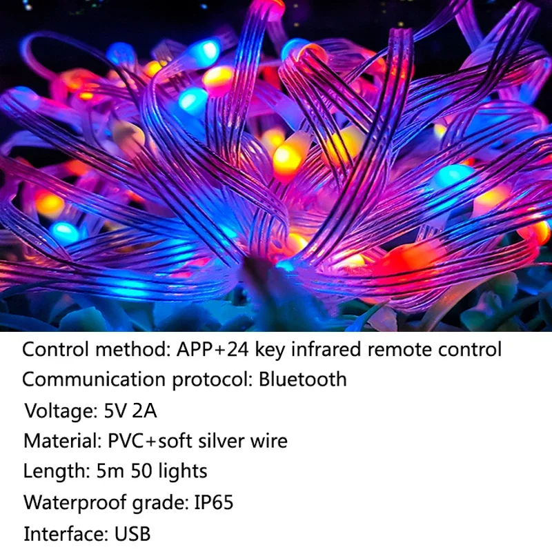 Smartier Smart Christmas String Lights 24 Key Infrared Rgb Remote Control Musical Rhythm Tuya Smart Led String Light