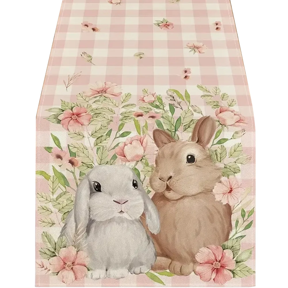 Washable Rectangle Tablecloth Easter Rabbit Rectangle Table Cloth Decorative Table Cover Cute Bunny Table Cloth for Dining Table