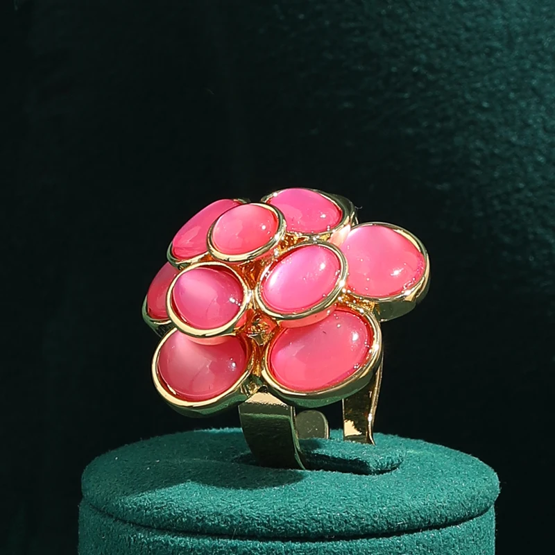 

Vintage Pink Camellia Flower Rings for Woman Gold Plated Cat Eye Natural Stone Birthday Jewelry Luxury High Quality Trends 2026