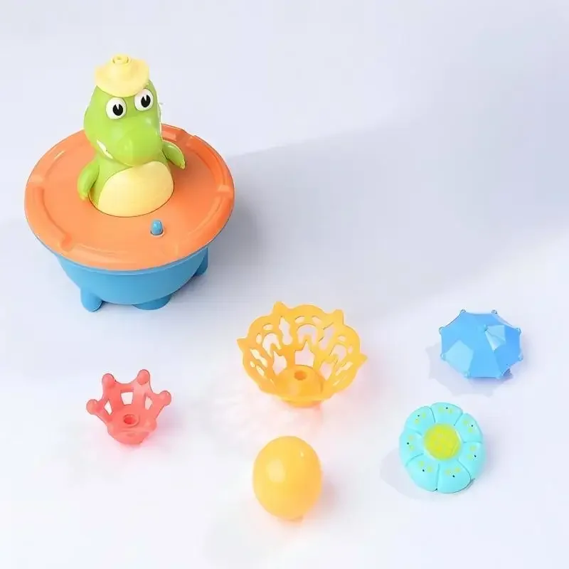 Water spray crocodile children's cute water toy light music rotating baby bathroom bath decompression toy