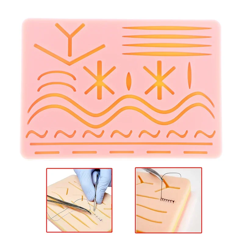 Medical Silicone Suture Practice Pad, Skin Suture Kit Training Model, Surgical Suture Pad, Human Traumatic Skin Model