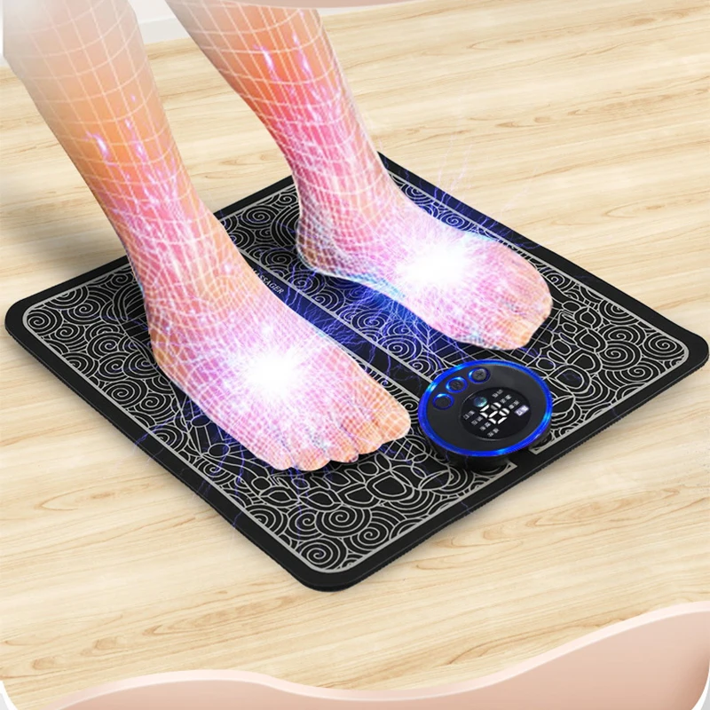 EMS Foot Massager Pad - Electric Pulse Acupressure Mat for Home Use Intelligent Shiatsu Reflexology Machine with Remote Control