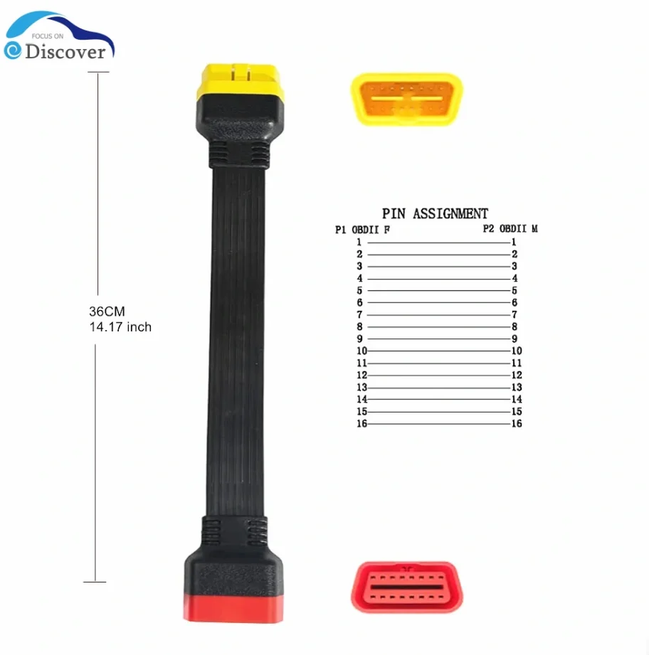 

Новейший 16-контактный разъем «папа» на 16-контактный разъем «мама» OBD 2 OBD II Удлинительный кабель «папа-мама» 36 см для автоматической диагностики Удлинительный кабель