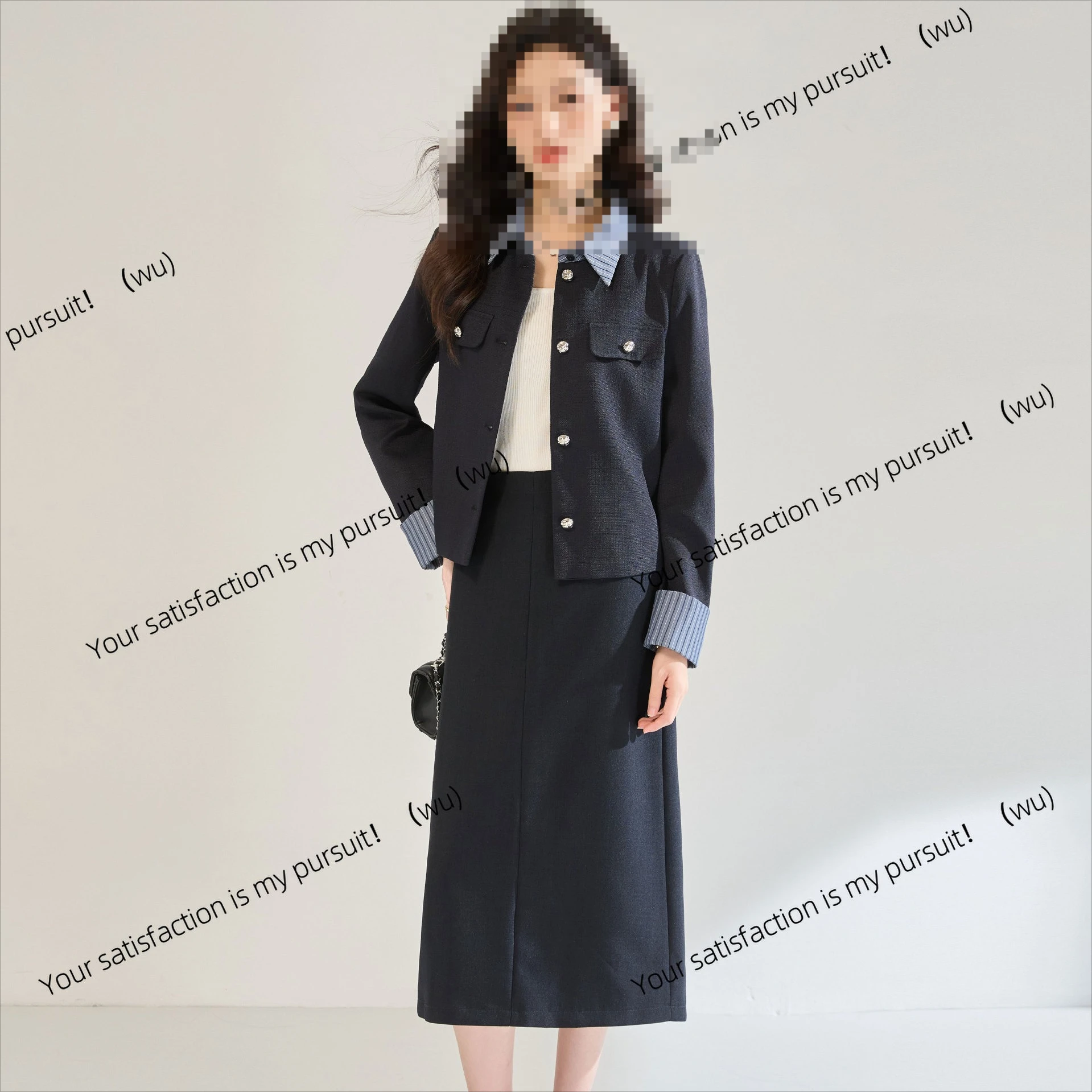 

Маленький костюм в полоску, куртка, юбка, комплект из двух предметов, пригородный костюм 25571 + 25572