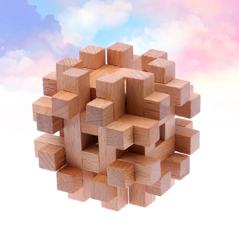 1Pcs Kongming Lock Wooden Brain Teaser Puzzle Intellectual Educational Game Interlocked Luban Unlock Puzzle for Kids and