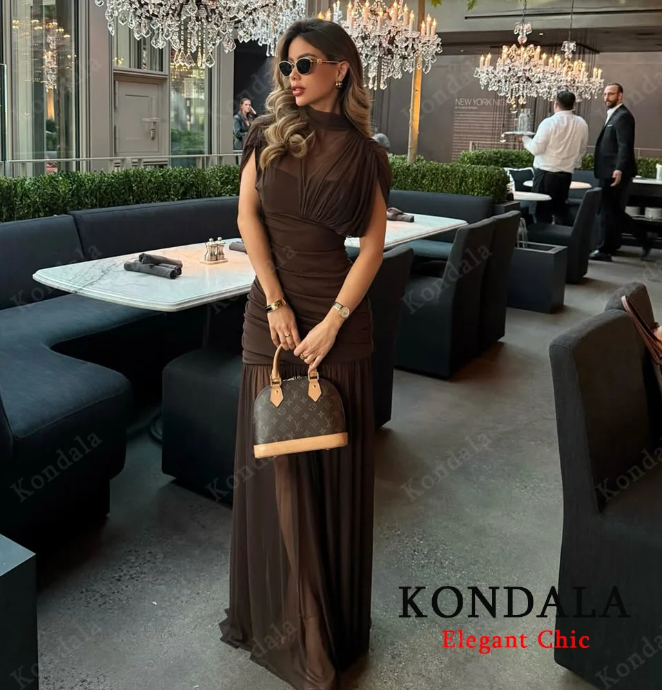 KONDALA Women Elegant Chic Mesh Tulle Long Dress Sleeveless Fitted Dress For Female 2025 Fashion Sexy Romantic Party Lady Dress