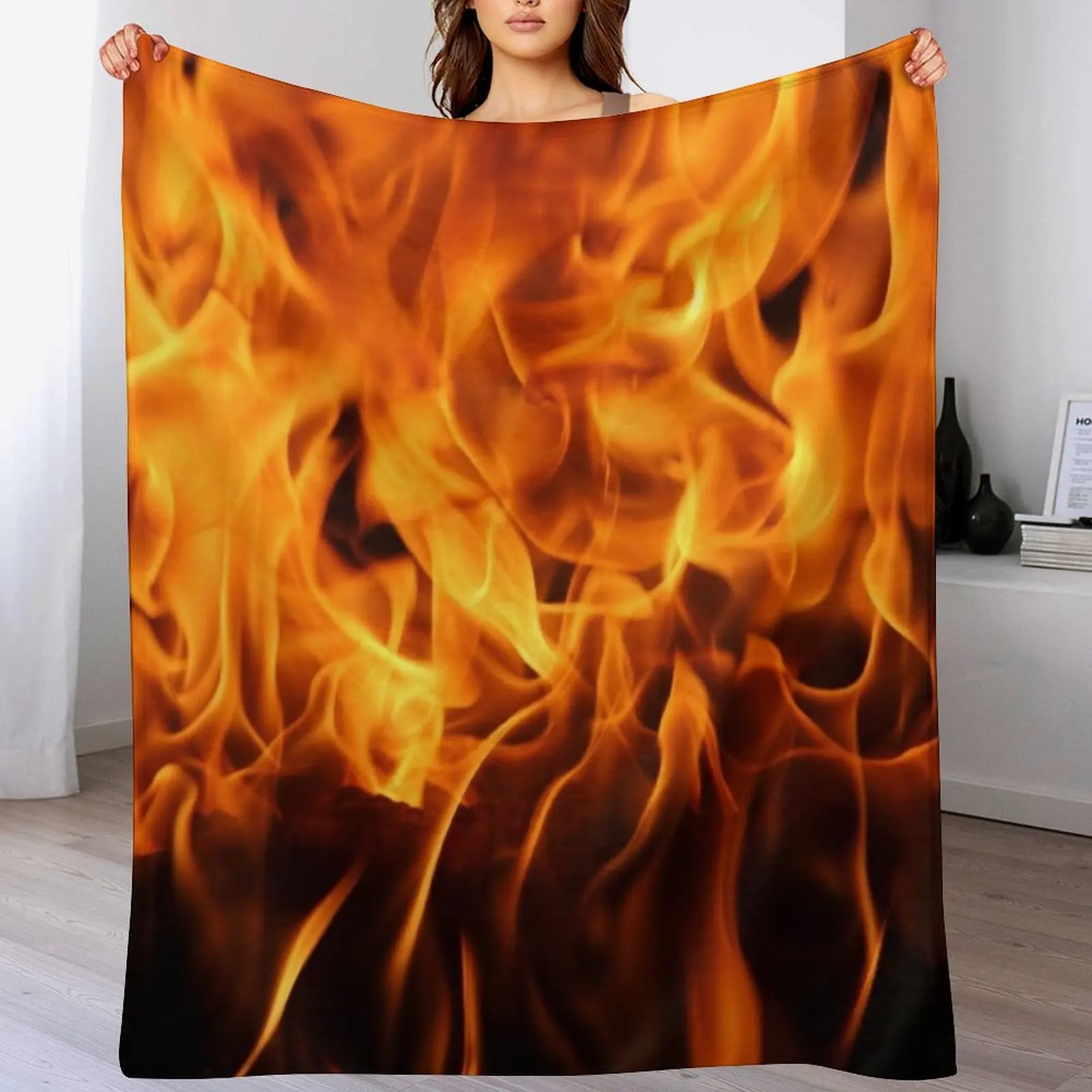 Fire flames Throw Blanket Stylish Warm Blanket for Living Room Bedroom