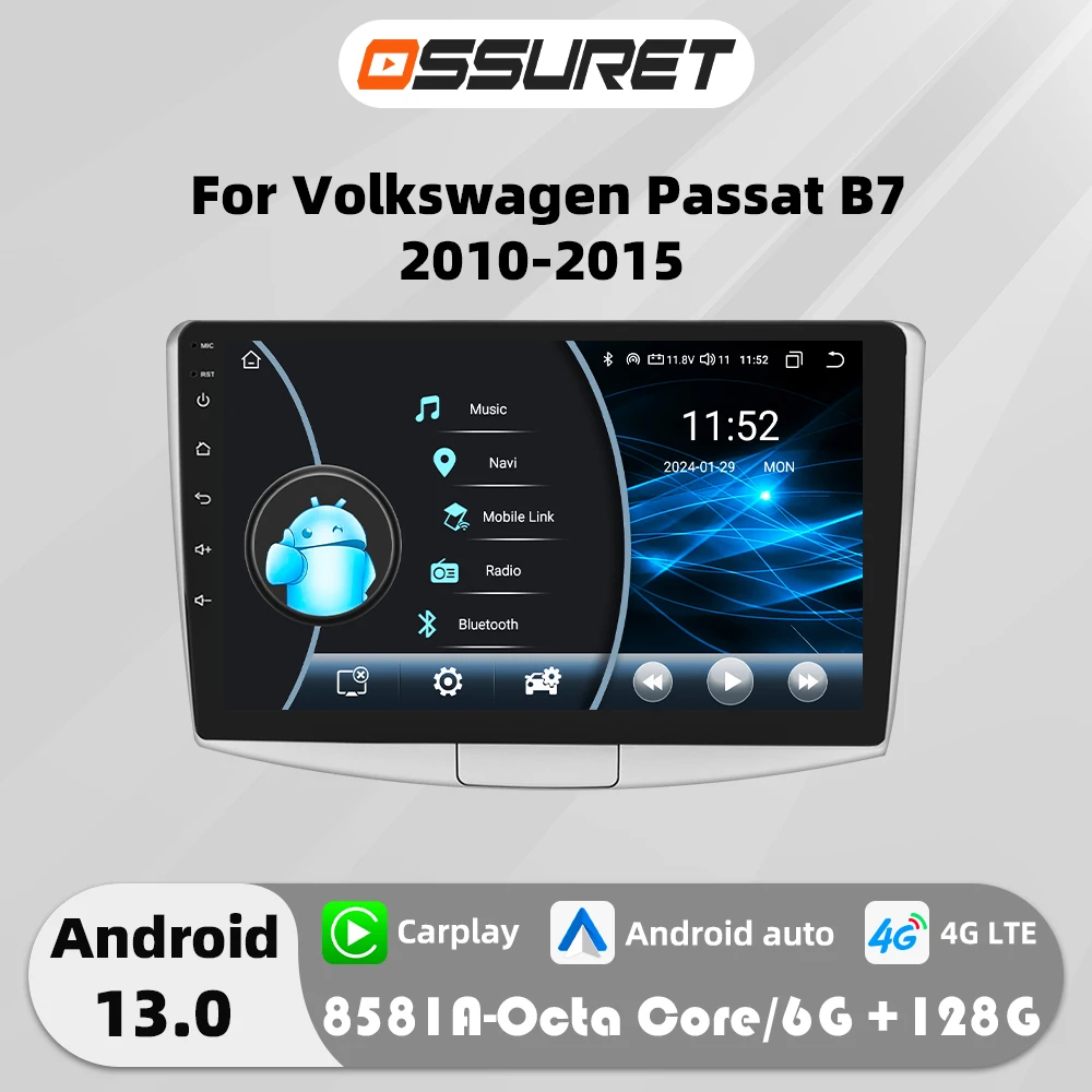 

Android 13 Car radio for Volkswagen Vw Passat B7 2010-2015 multimedia player GPS navi Carplay 4G 8Core Autoradio 10.1"Head Unit