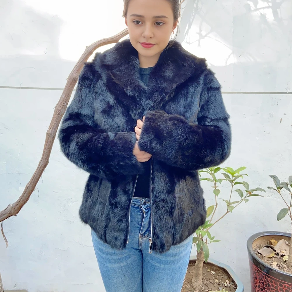 Fancy Rani Real Rabbit Fur Coat Women Winter Jacket Natural Leather And Fur Promotion Clothing Female On Offer With 2023