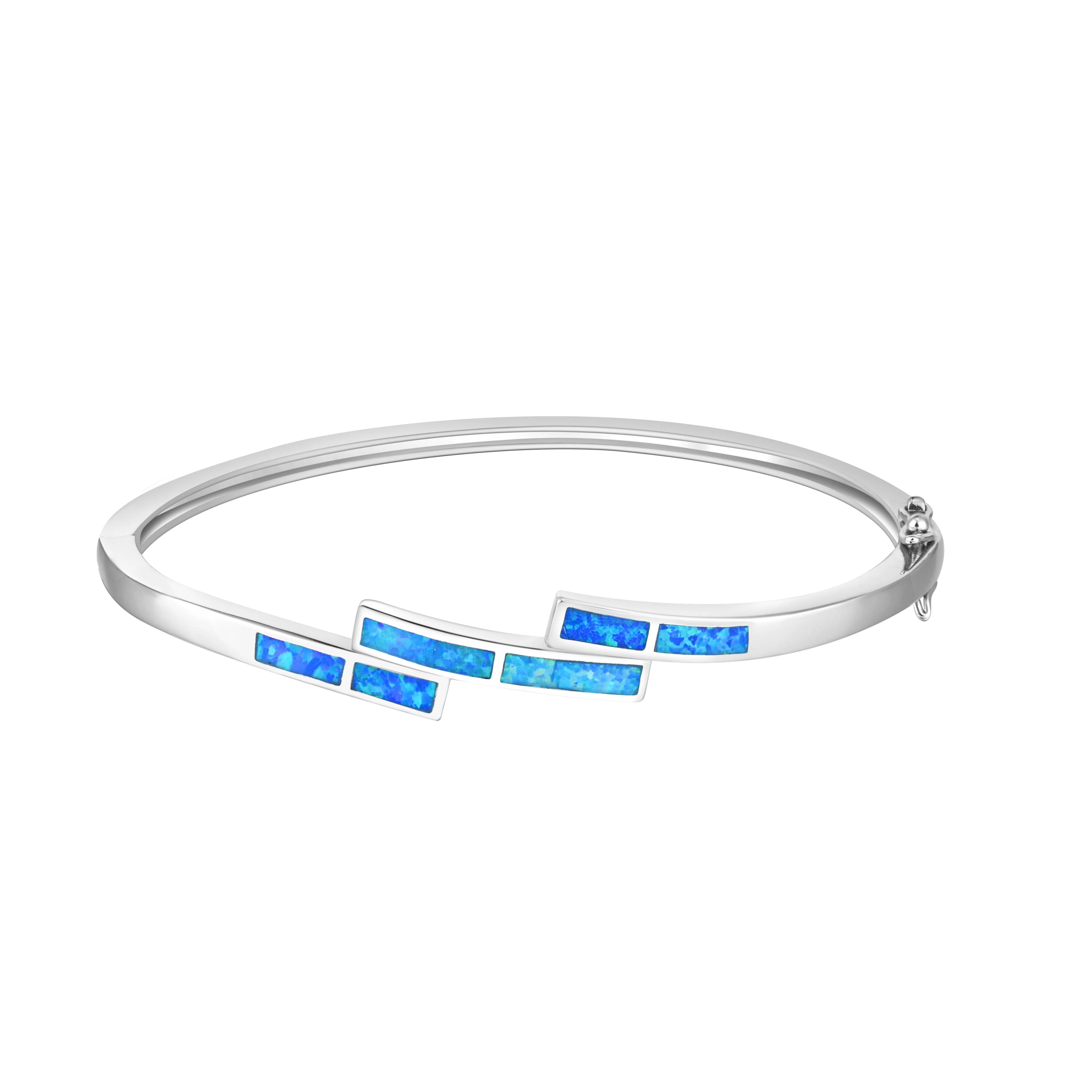 

JLZ-112 New Design Concise Style Silver Plated Blue Fire Opal Bangles Fashion Jewelry for Women Gift Whole