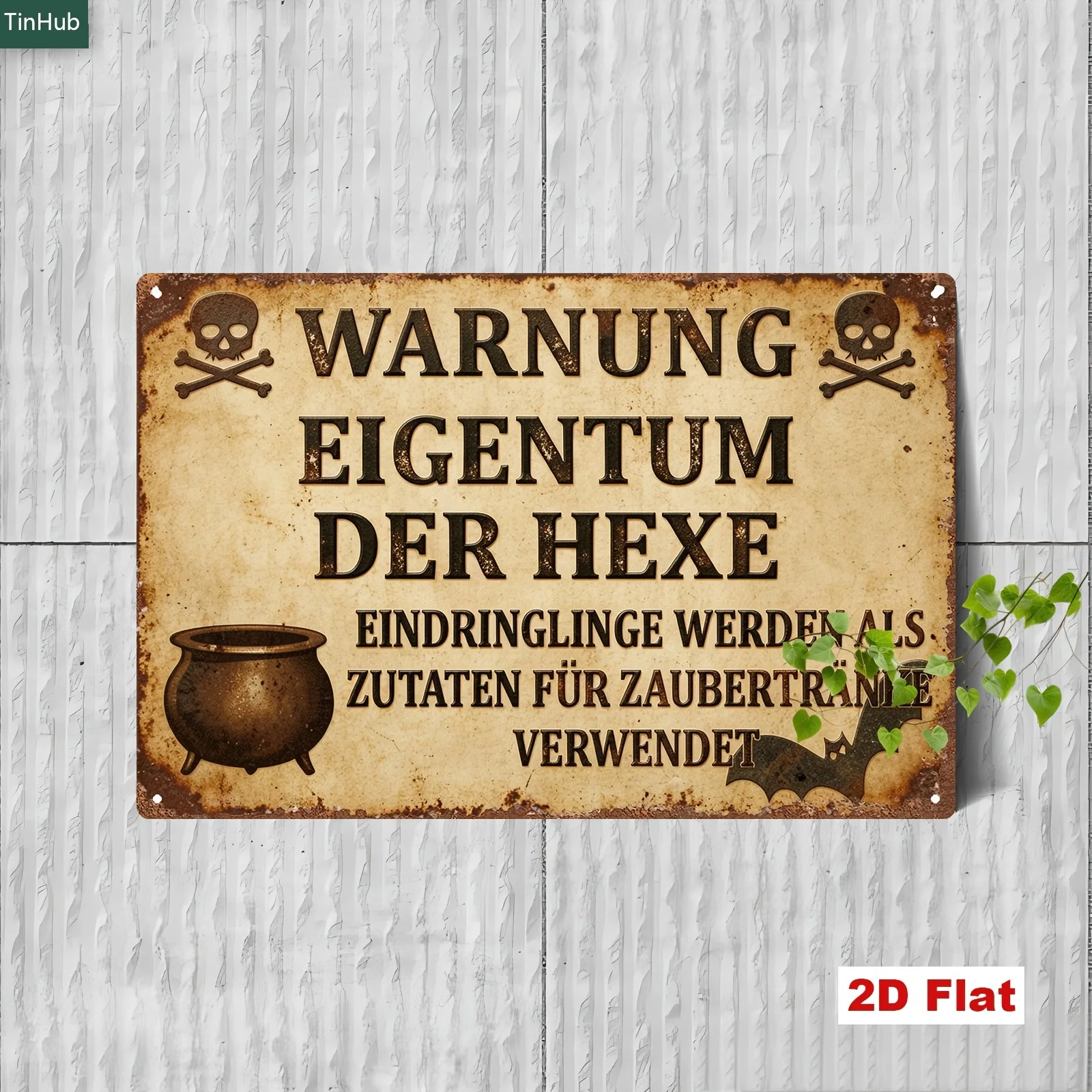 2D Flat, 2D Flat 1pc Halloween Themed Metal Sign, 20x30cm Iron Sign, German Witch's Property, Intruders Will Become Potion Ingre