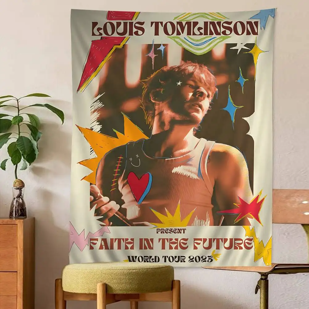 Hot Singer L-Louis T-Tomlinsons Music Cartoon Tapestry Art Science Fiction Room Home Decor Wall Hanging Sheets
