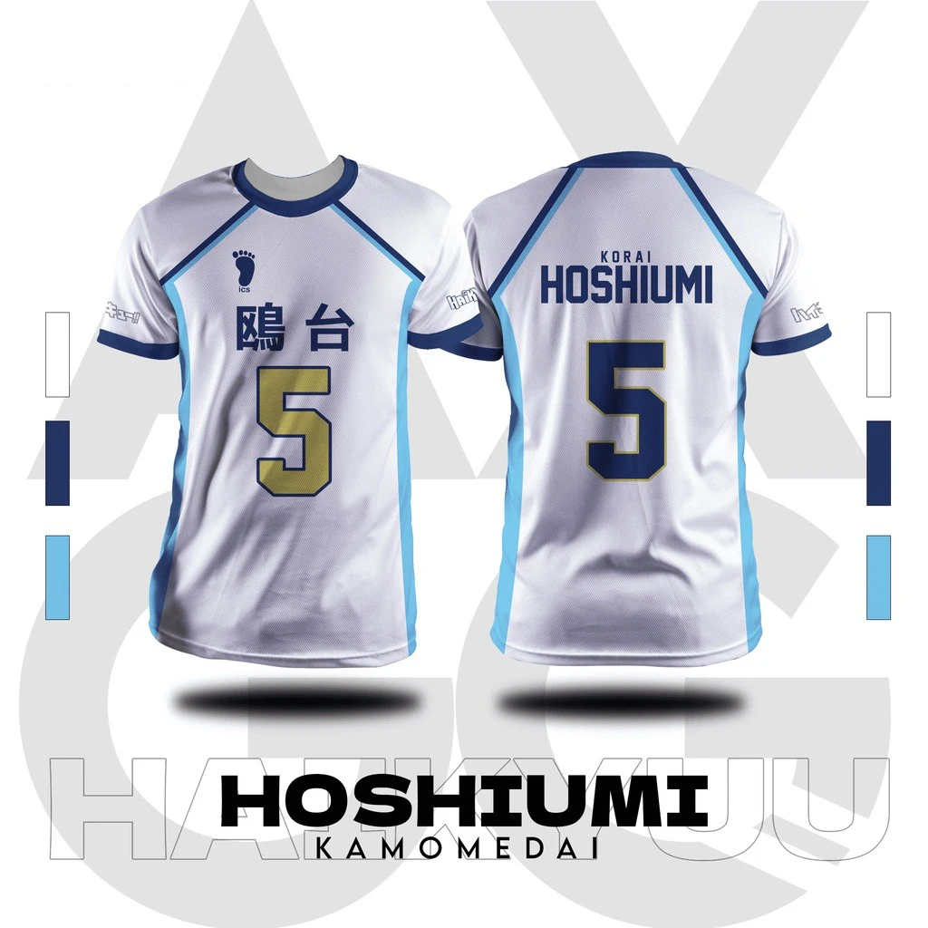 Bandai Kamomedai maillot de l'équipe de volley-ball Hoshiumi No.5 Costume de Cosplay Haikyu!! T-shirts été séchage rapide confortable extensible grand