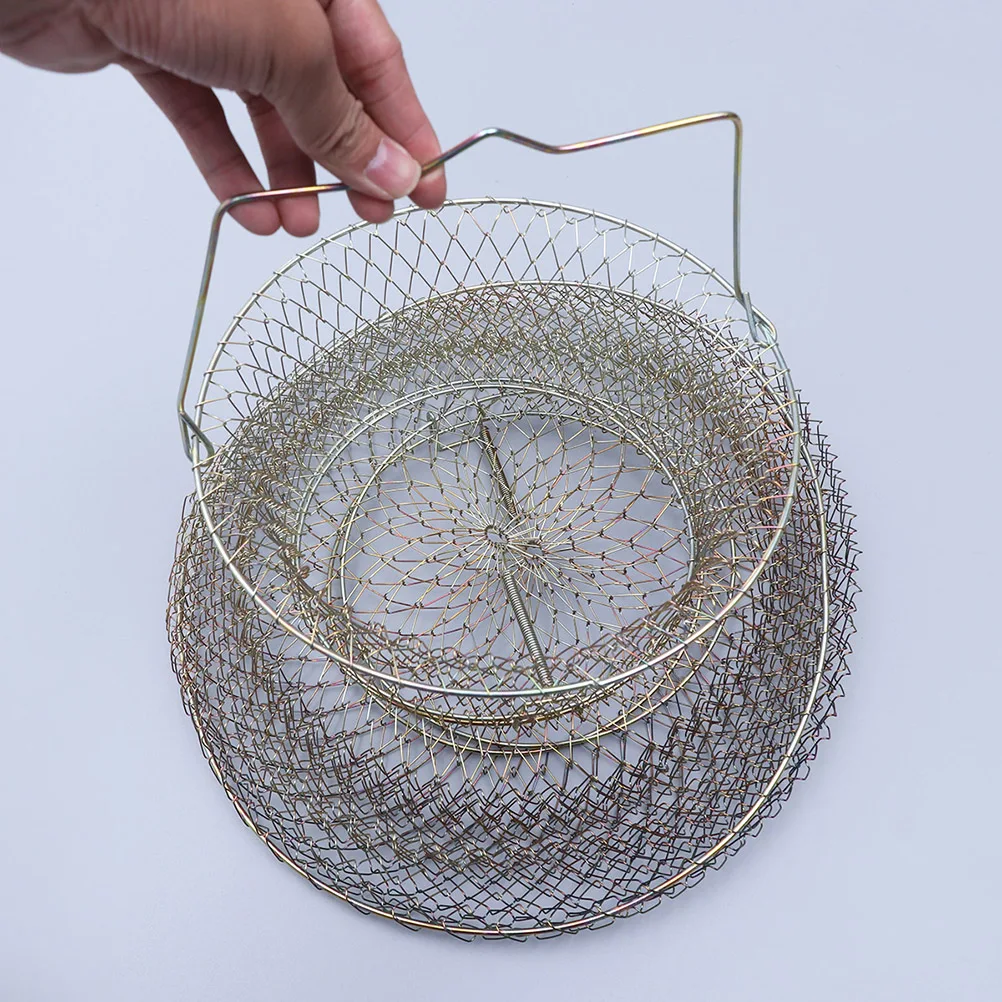 

Folding 44Cm Zinc Plated Steel Wire Mesh Crab Lobster Net Lightweight Durable Outdoor Fishing Container Tool Foldable Steel Wire