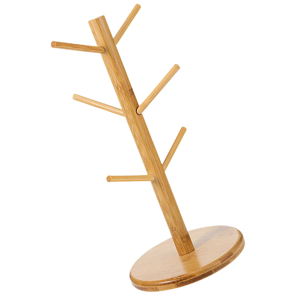

Bamboo Wood Mug Holder Tree Reliable Material Large Capacity Round Shape Coffee Tea Cup Rack Drying Stand Kitchen Storage