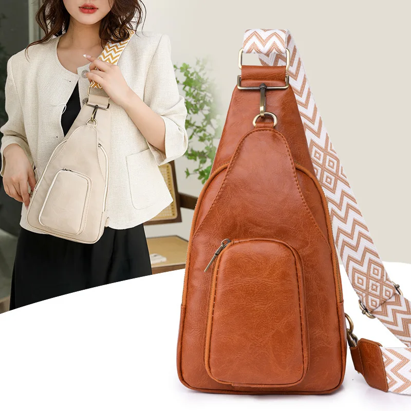 

Hot selling new soft leather chest bag, European and American retro fashion women's bag, crossbody bag, high-end backpack