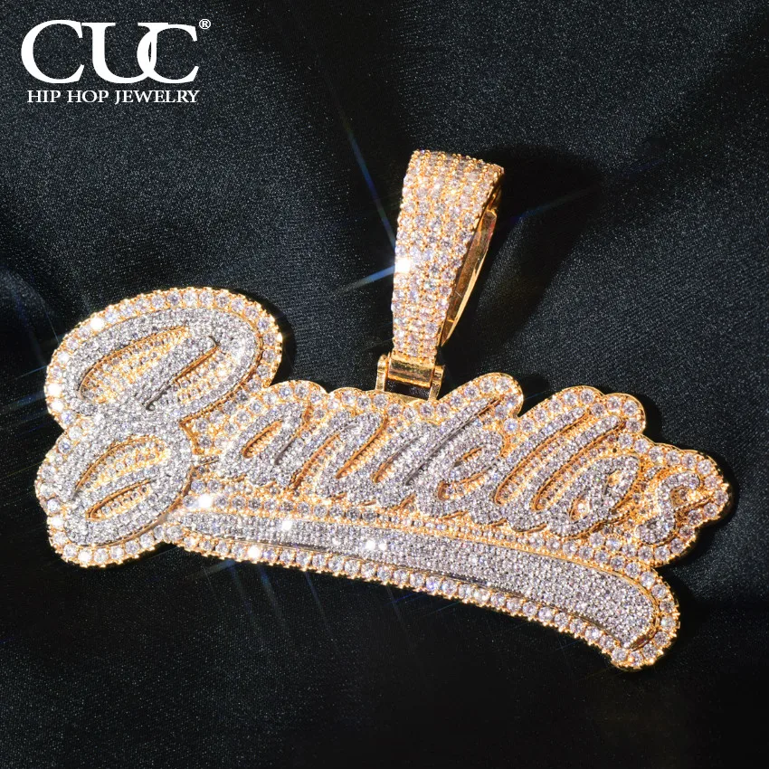 

CUC Custom Cursive Letter Name Necklace Chain For Men Women Pendant Solid Back Copper Zircon Hip Hop Jewelry 2023 New