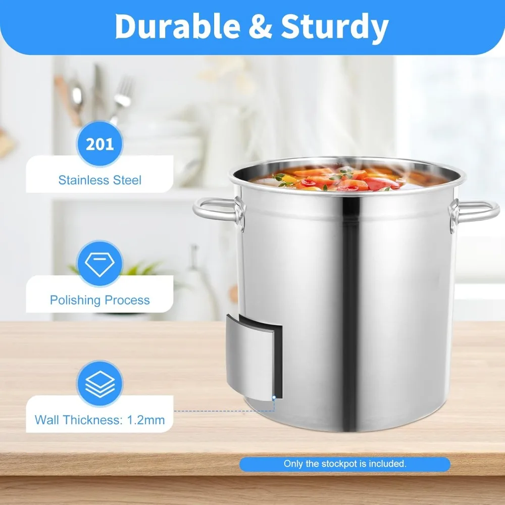 30 Quart 35L Commercial Grade Stockpot 201 Stainless Steel Stockpot Heavy-Duty Canning Pot Soup Pot with Lid for Soup